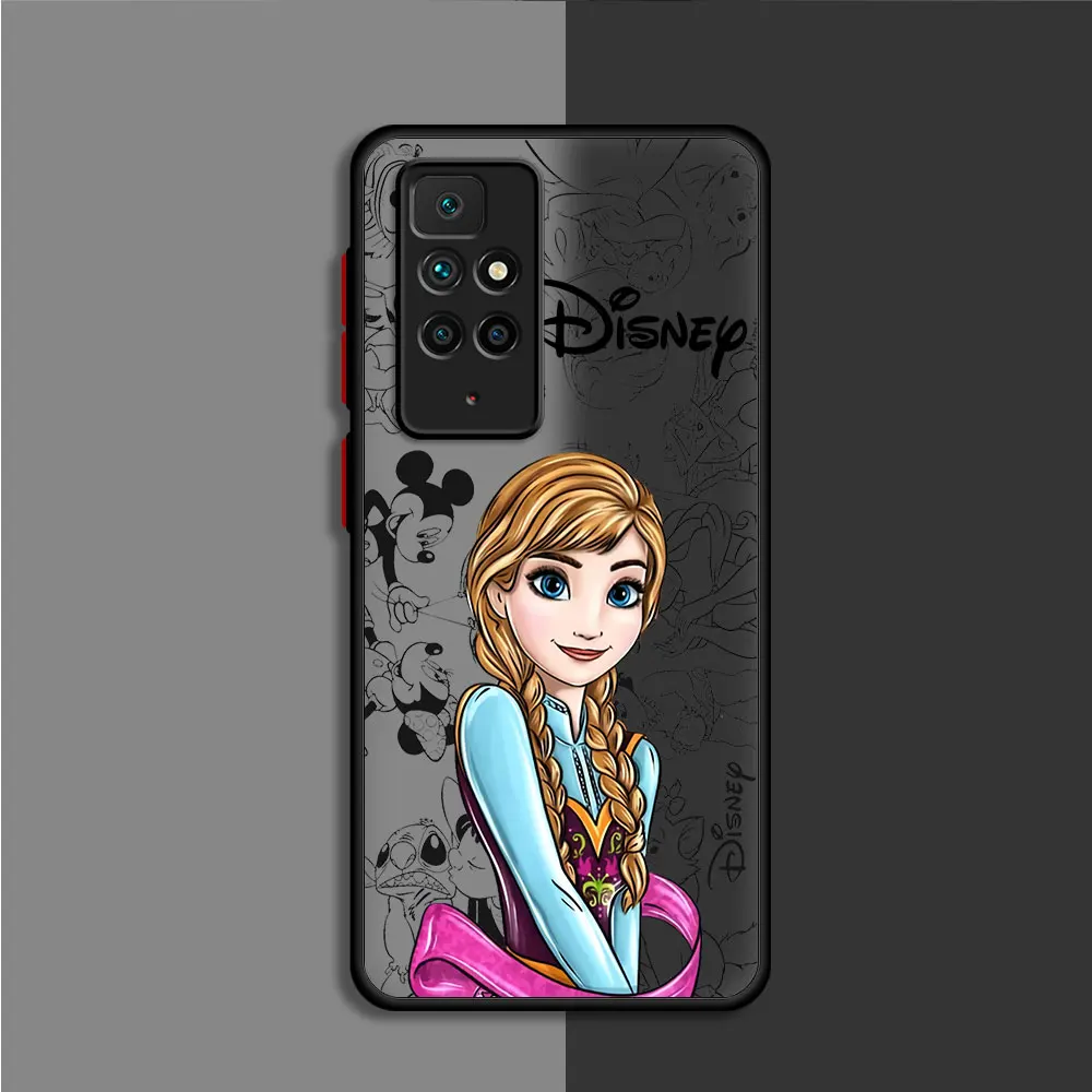 Skin Feel Scrub Case For Xiaomi Redmi Note 11 12 Pro Plus 10 12C 12S 9S 8 A1 10C K40 9C 8T 9A Phone Cover Disney Princess Shell