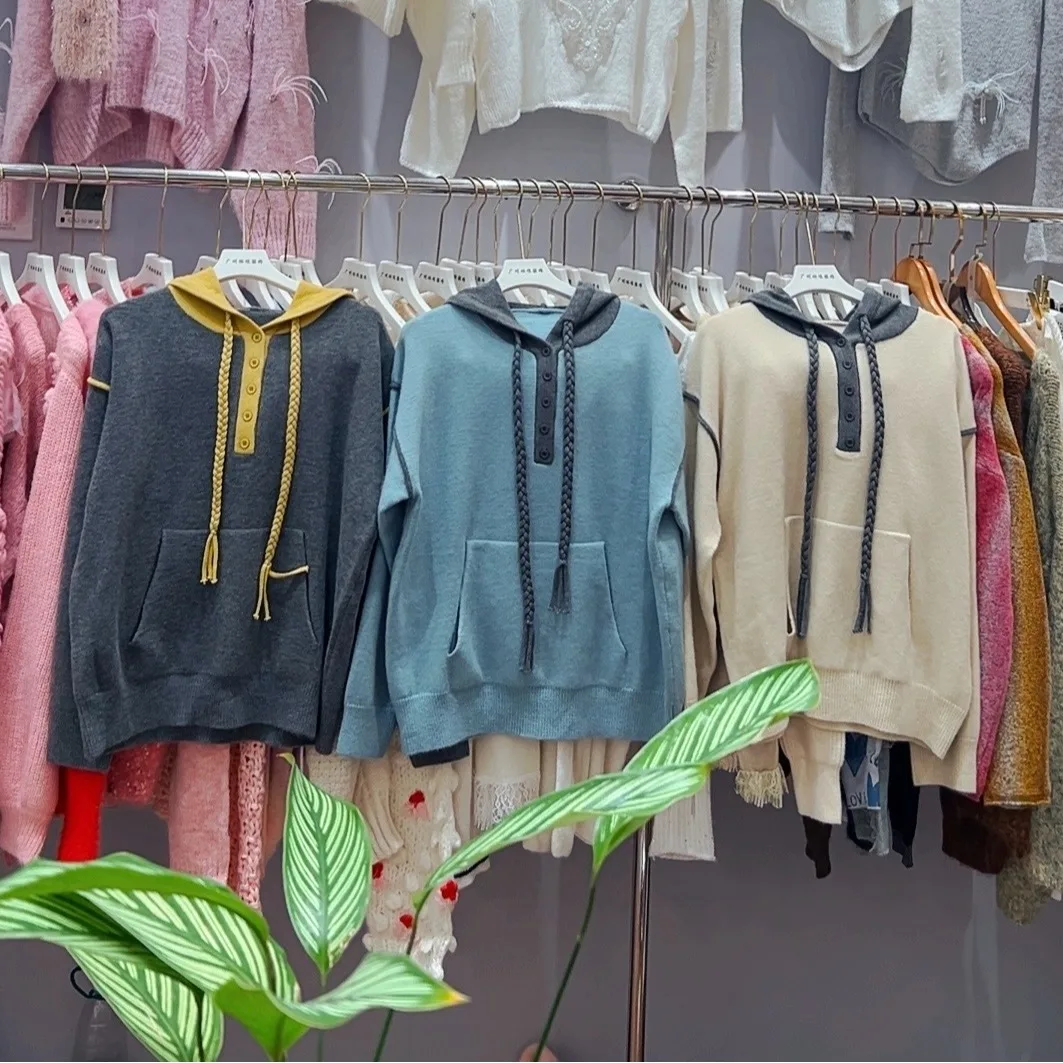 

Elegant Long Sleeve Women's Knitted Sweater Comfortable Trendy Fashionable Early Autumn New Arrival Hoodie Streetwear Top F239