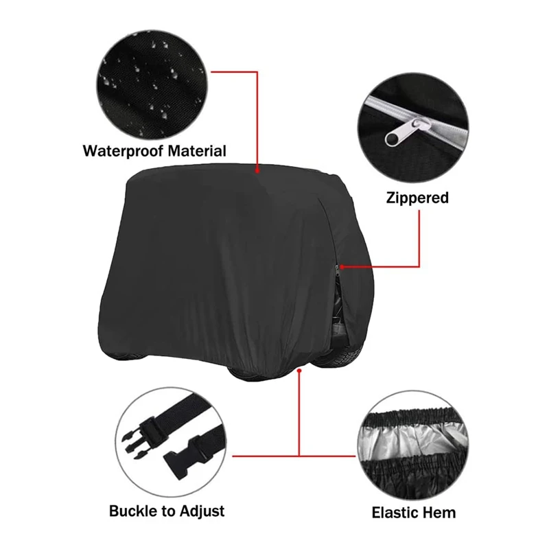 4 Passenger Golf Cart Cover 210D Waterproof Sunproof Dustproof Rain Cover For EZ GO Club Car Yamaha