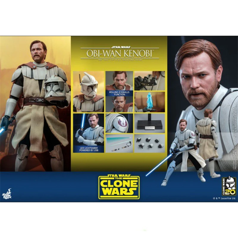 

In Stock HotToys TMS095 Obi-Wan Kenobi Star Wars The Clone Wars 1/6 Animation Action Figure Toy Gift Model Collection Hobby