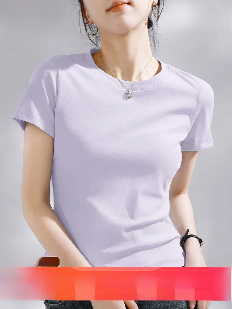 Cseta Fena Jeanswest Roxa de Manga Curta, Design Slim Fit, Novo Estilo de Verão, Largura de Ombro Regular, Top Casual ...