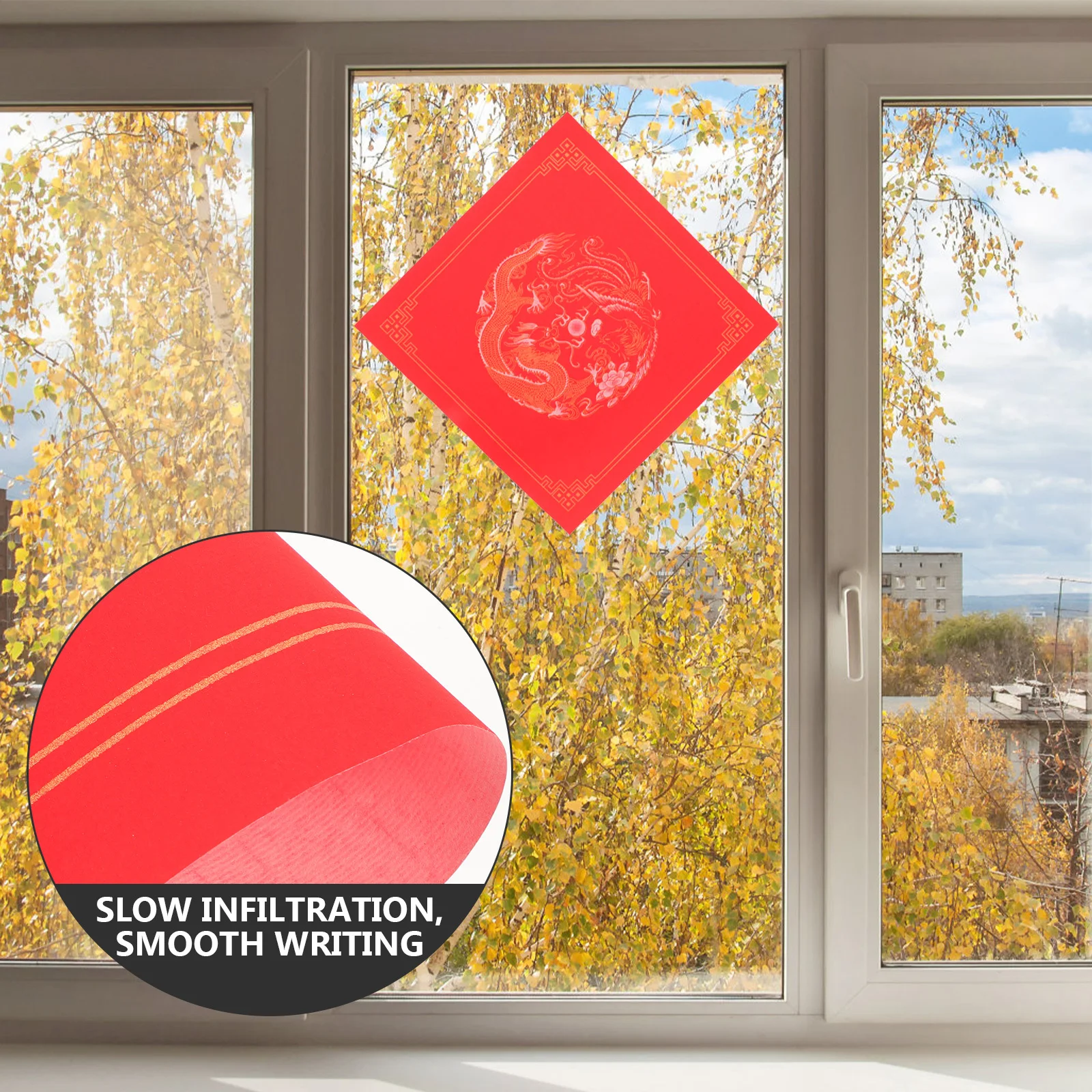 

20 Sheets Blank Fu Character Red Rice Paper Moderate Ink Absorption for Spring Festival Wedding New Year Calligraphy Decoration