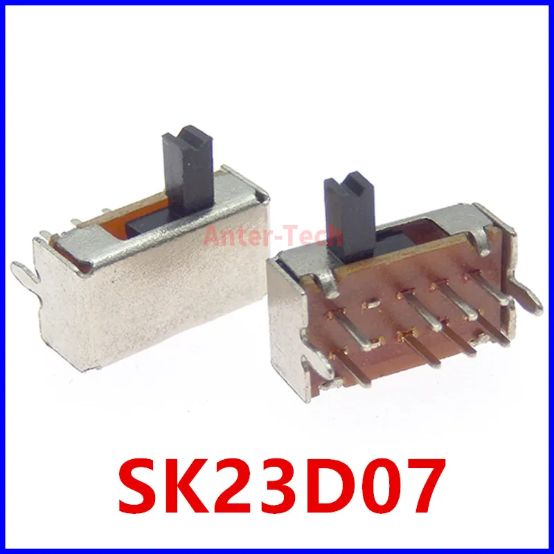 10PCS SK23D07 8 Pin PCB 3 Position 2P3T DP3T Miniature Slide Switch Side Knob SK23D07VG4 Handle high 4mm