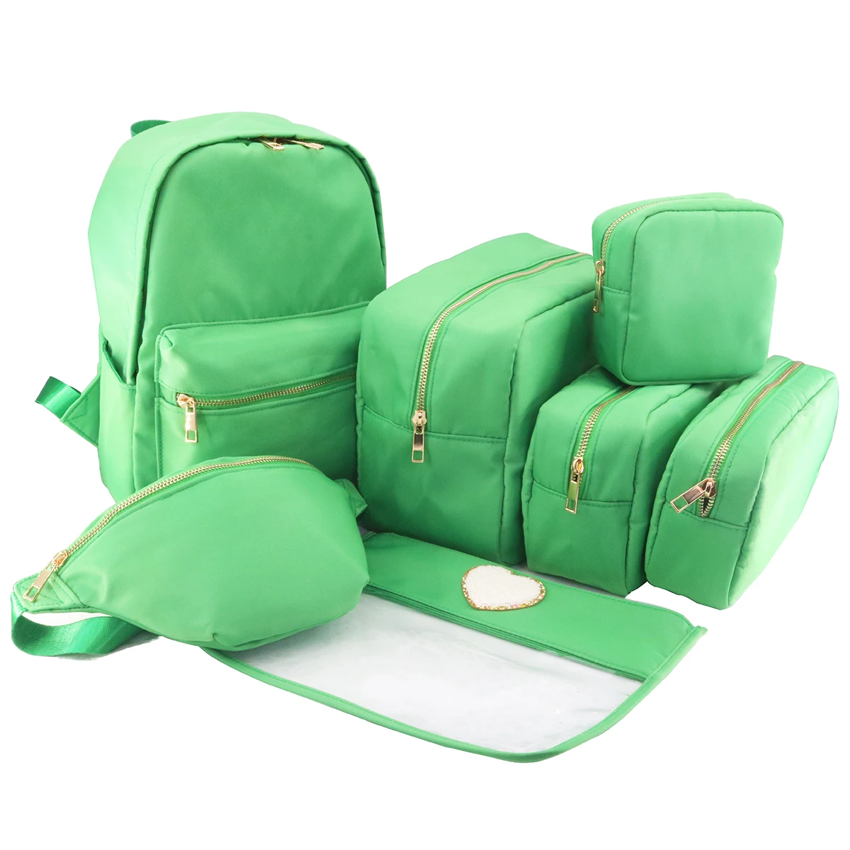 2024 Green Waterproof Nylon Bag Suit Cosmetic Make Up Pouch Bag School Bag Birthday Party Gift For Girlfriend Daughter Wifi