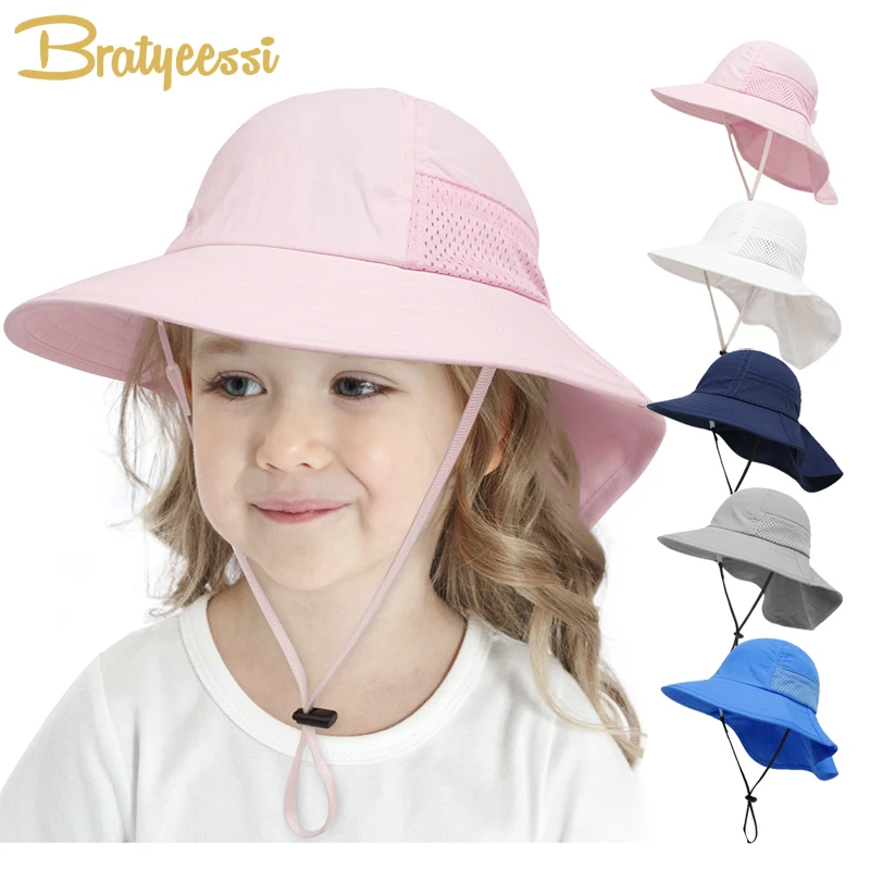 Baby Summer Hat Neck Protection Beach Kids Sun Hats for Girls Boys Adjustable Children Panama Cap Baby Accessories 6M-6Y