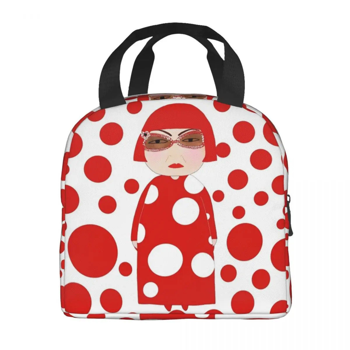 Red Dots Yayoi Kusama Insulated Lunch Bags for Women Portable Cooler Thermal Bento Box School