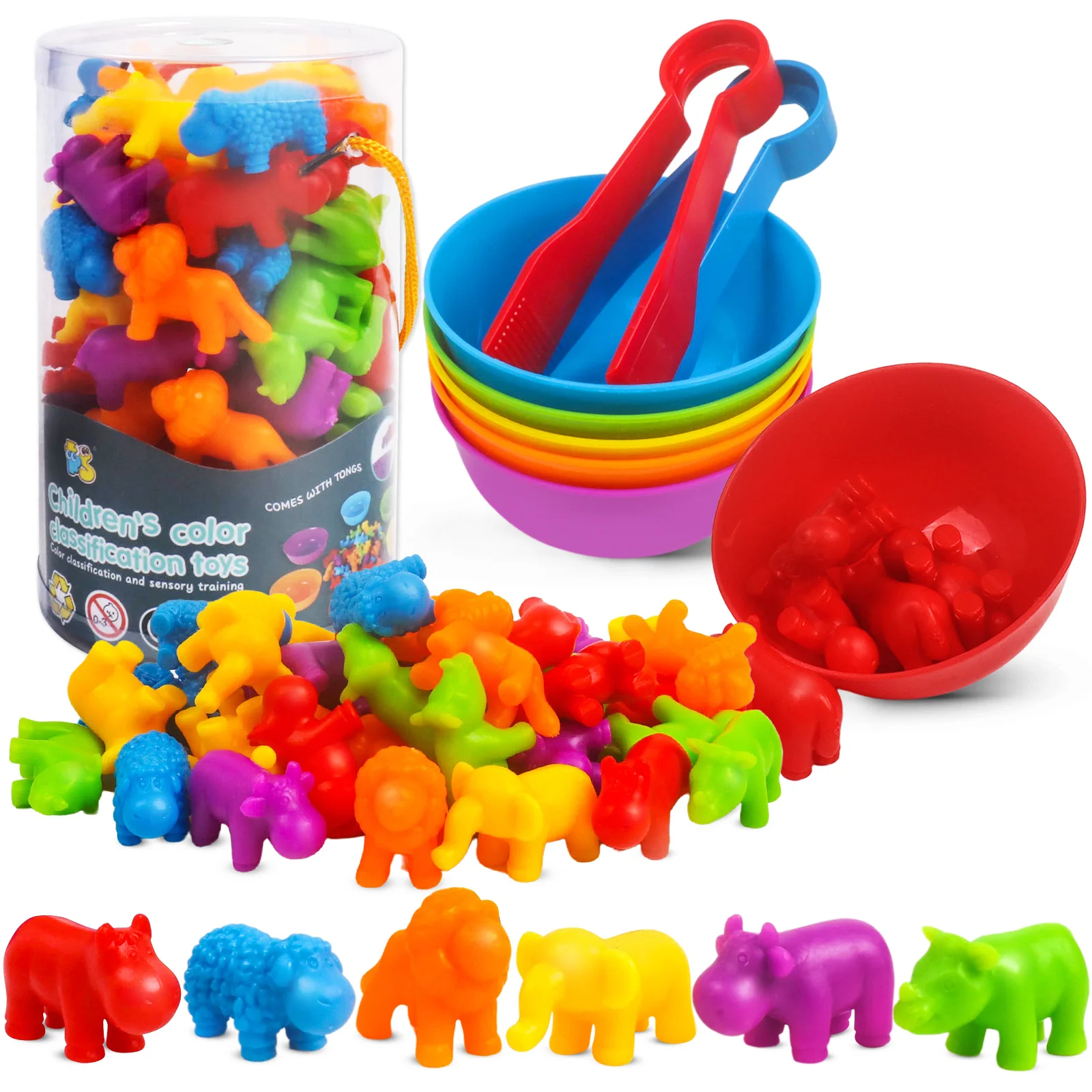 Counting Animal Matching Games Color Sorting Toys with Bowls Preschool Learning Activities for Math Montessori Kids Sensory Toys