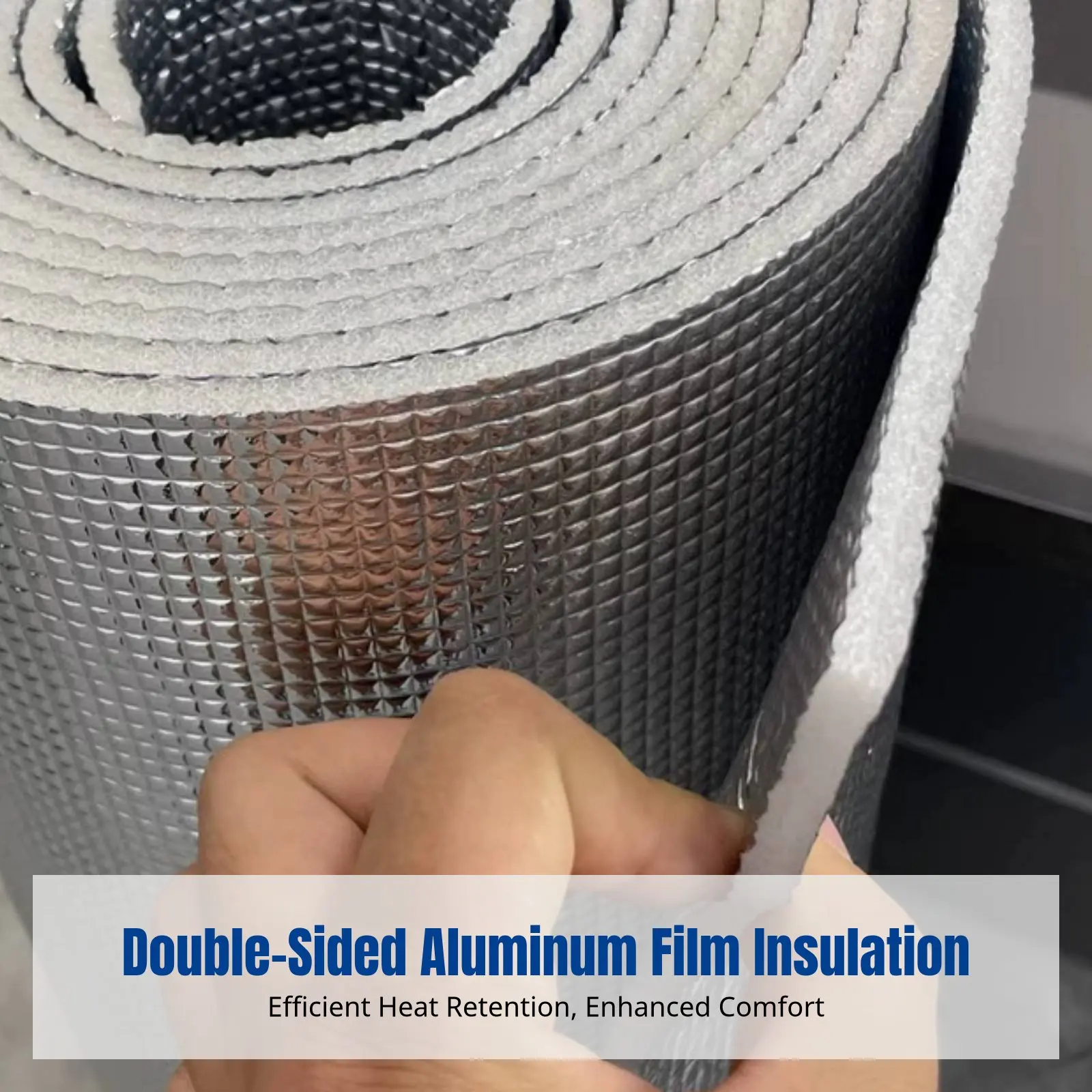 ฟิล์มฉนวนกันความร้อนอะลูมิเนียมสองด้านสำหรับกระจกฝ้าเพดานห้องซันรูม, โฟมเก็บความร้อนภายในอาคารแบบเม็ดโฟม