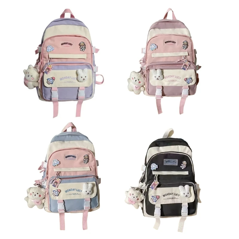 Mochila escolar de nailon para niñas, morral para ordenador portátil, bolsas de libros de viaje