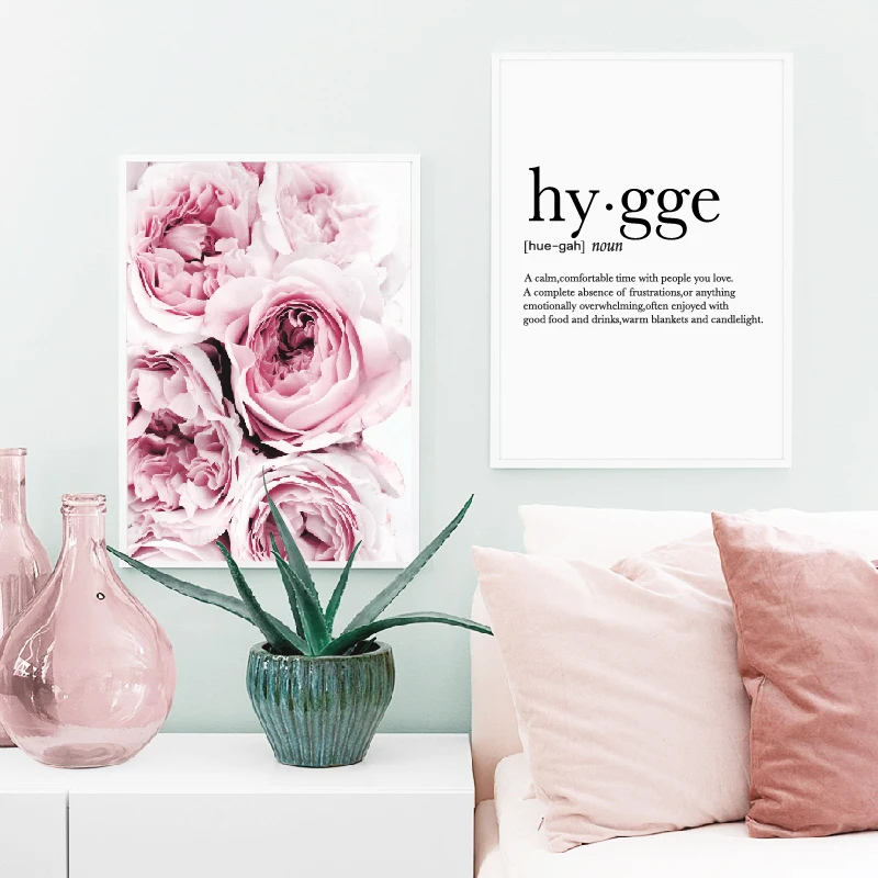 Pink Floral Peony Scandi Canvas Painting Wall Art Picture , Flower Photography Poster Canvas Print Scandinavian Art Wall Deco