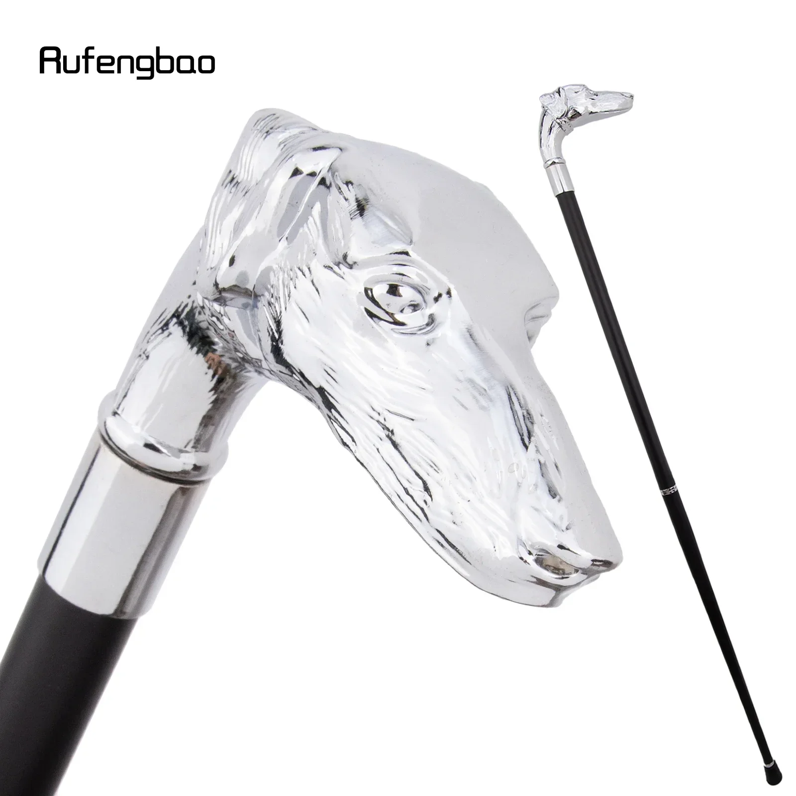 White Dog Sausage Dog Head Walking Cane Fashion Decorative Walking Stick Gentleman Elegant Cosplay Cane Knob Crosier 93cm