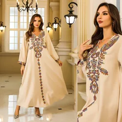 Muslim Dress Fashion Dubai Abaya Long Dresses Women Printing Nail Drill Islam Clothing Abaya African Dresses for Women Musulman