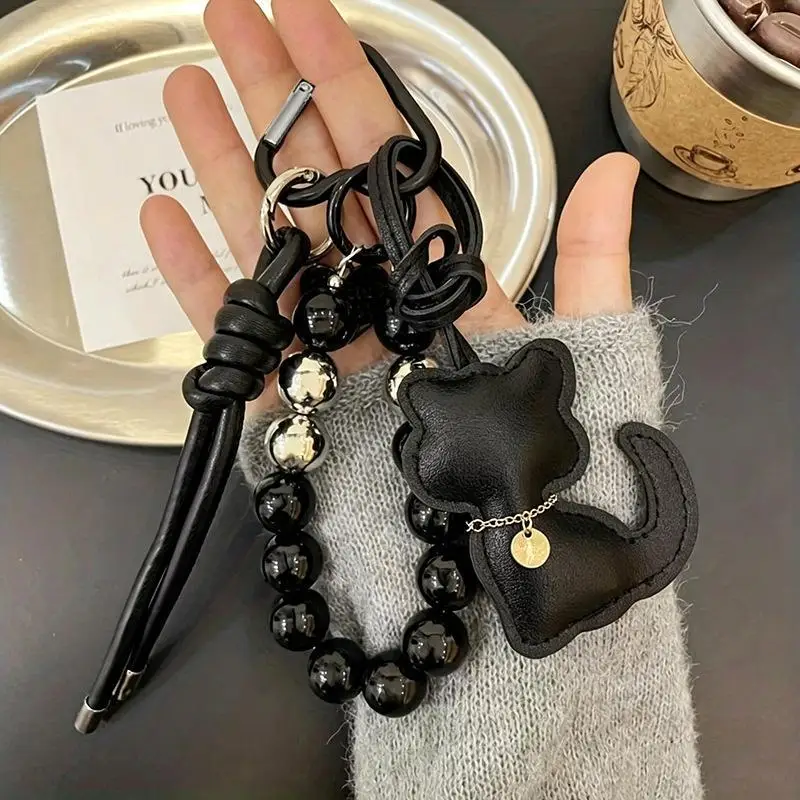1 Stück Handtaschen-Schlüsselanhänger, Neue Imitationsperlen-Katzen-Handykette, Geschenk, Hängeornament, Anhänger für Frauen und Mädchen – Detail 5