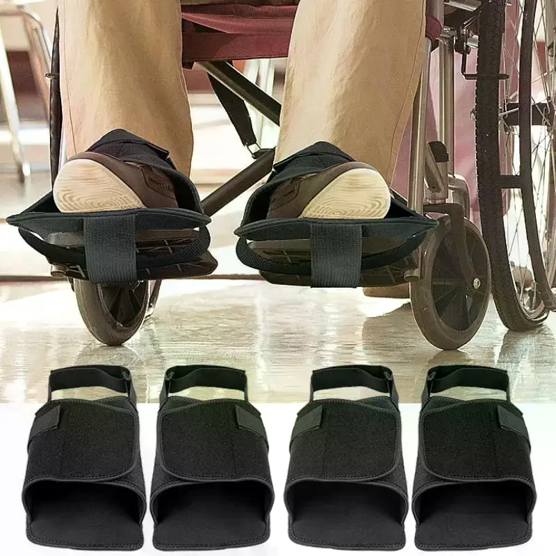 Black Fixed Strap Wheelchair Shoe Holder Belt Shoe Rest for Elderly Foot Support Care Supplies