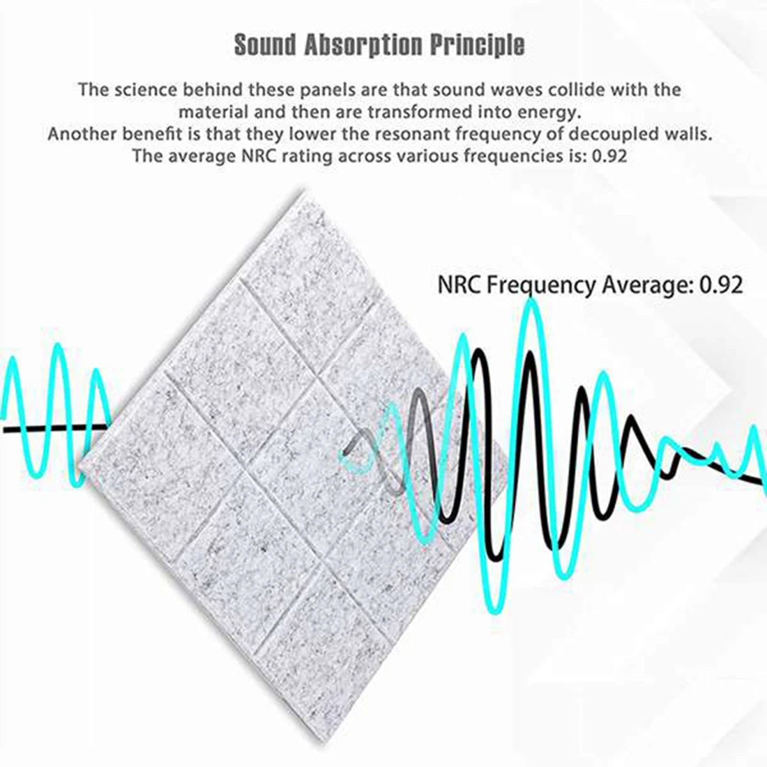 A88M 6 uds paneles acústicos autoadhesivos azulejos decorativos, paneles de sonido 9 tableros de pines de malla, tratamiento acústico para estudio, gris oscuro