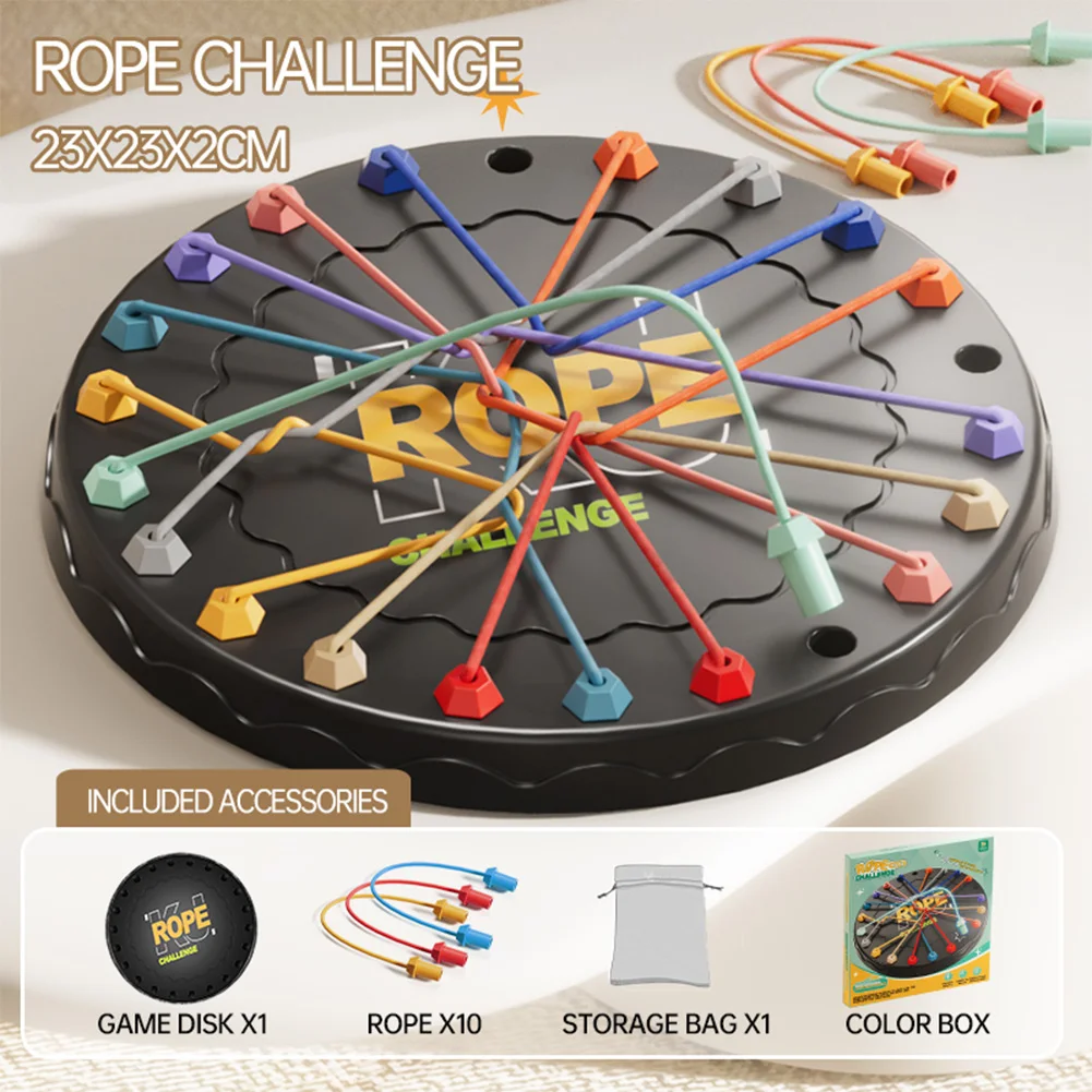 10 Rope Knots Puzzle Color Line Twisted Board Game Connected Ropes Sorting Logic Thinking Challenge Strategy for Children Kid