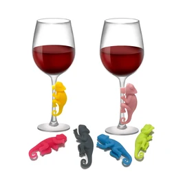 6Pcs/Set Chameleon Shape Wine Glass Markers Drinking Cup Identifier Sign Mark Food Grade Silicone Party Supplies