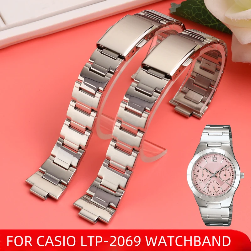 For Casio LTP-2069 steel strap watch belt 1343 LTP-2069D/2083D/1410D steel belt female watch accessories