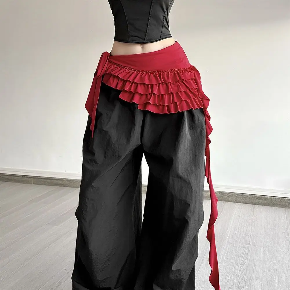 

French Lace Up Short Fart Curtain Skirt Spring Layered Skirt Women Wrap Skirt Bandage Dress Apron Curtain Expansion Skirts