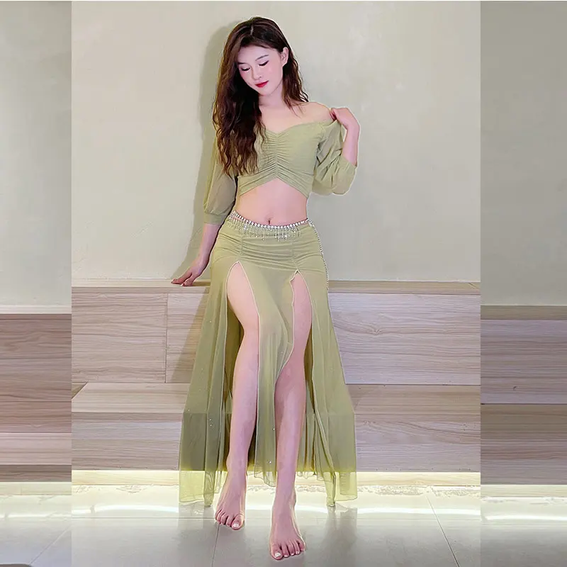 ผู้ใหญ่ Belly Dance Strapless Top ชุดกระโปรงผู้หญิง Oriental การฝึกอบรมเสื้อผ้าเริ่มต้นประสิทธิภาพอินเดีย Class บทเรียนเต้นรําชุด