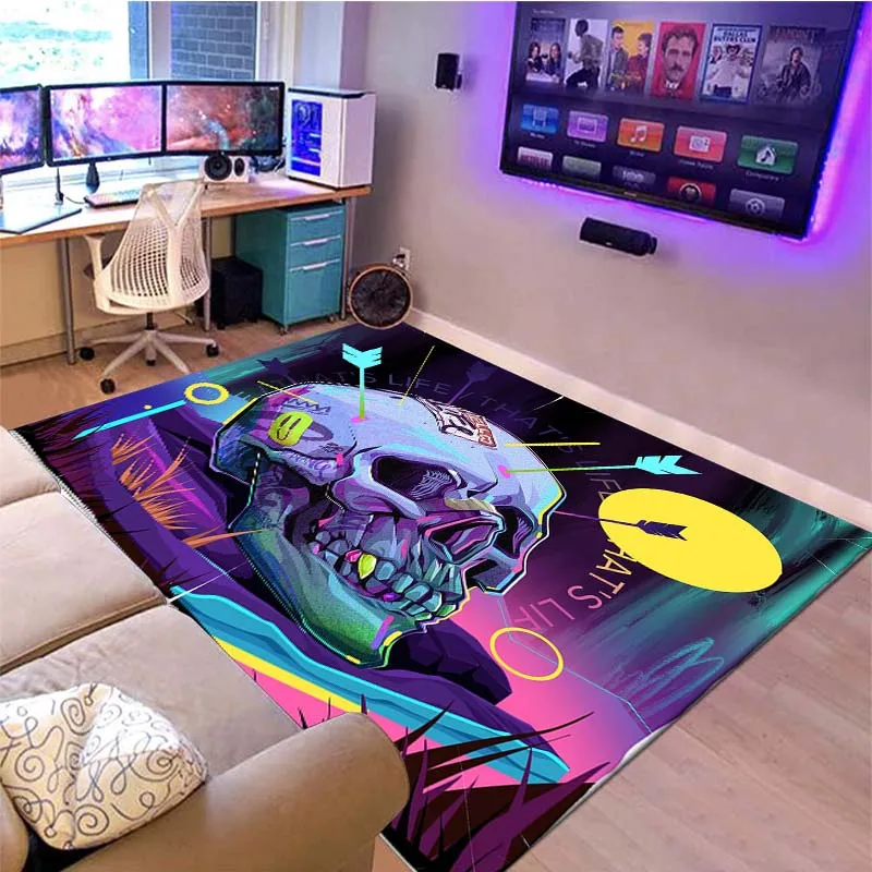 Skeleton Head Esports Game Room Soft Carpet Comfortable and Soft  Mat Bedroom Decor Rugs Living Room