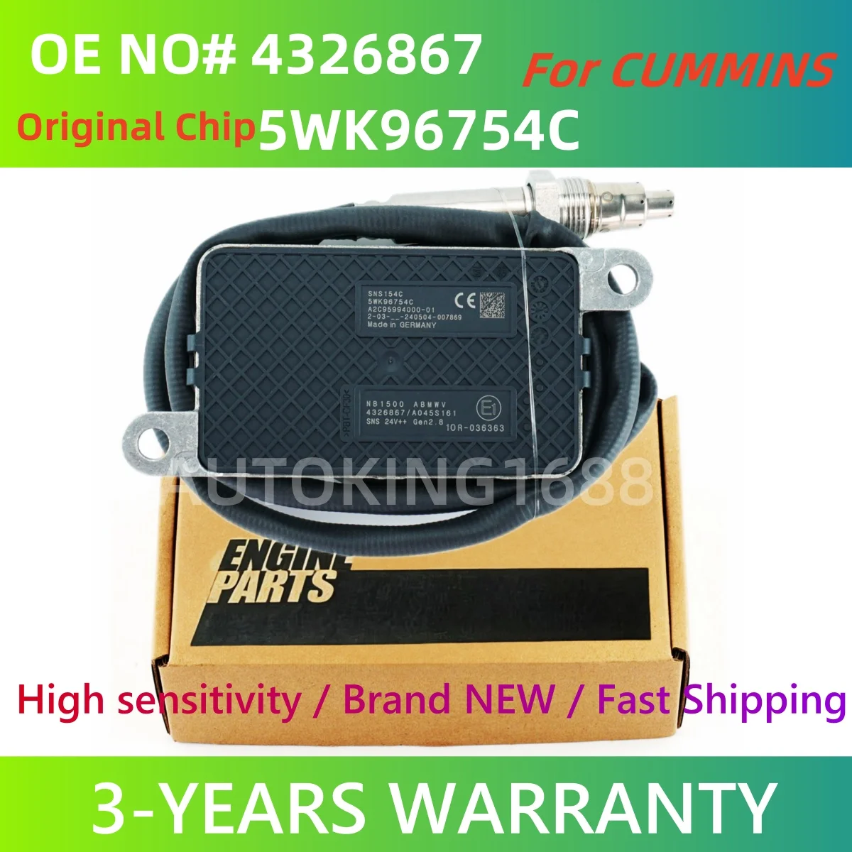 

High Quality forNGK Probe 4326867 5WK96754C 5WK96754B NOX Sensor Nitrogen Oxygen Sensor For CUMMINS Engine Car Accessories