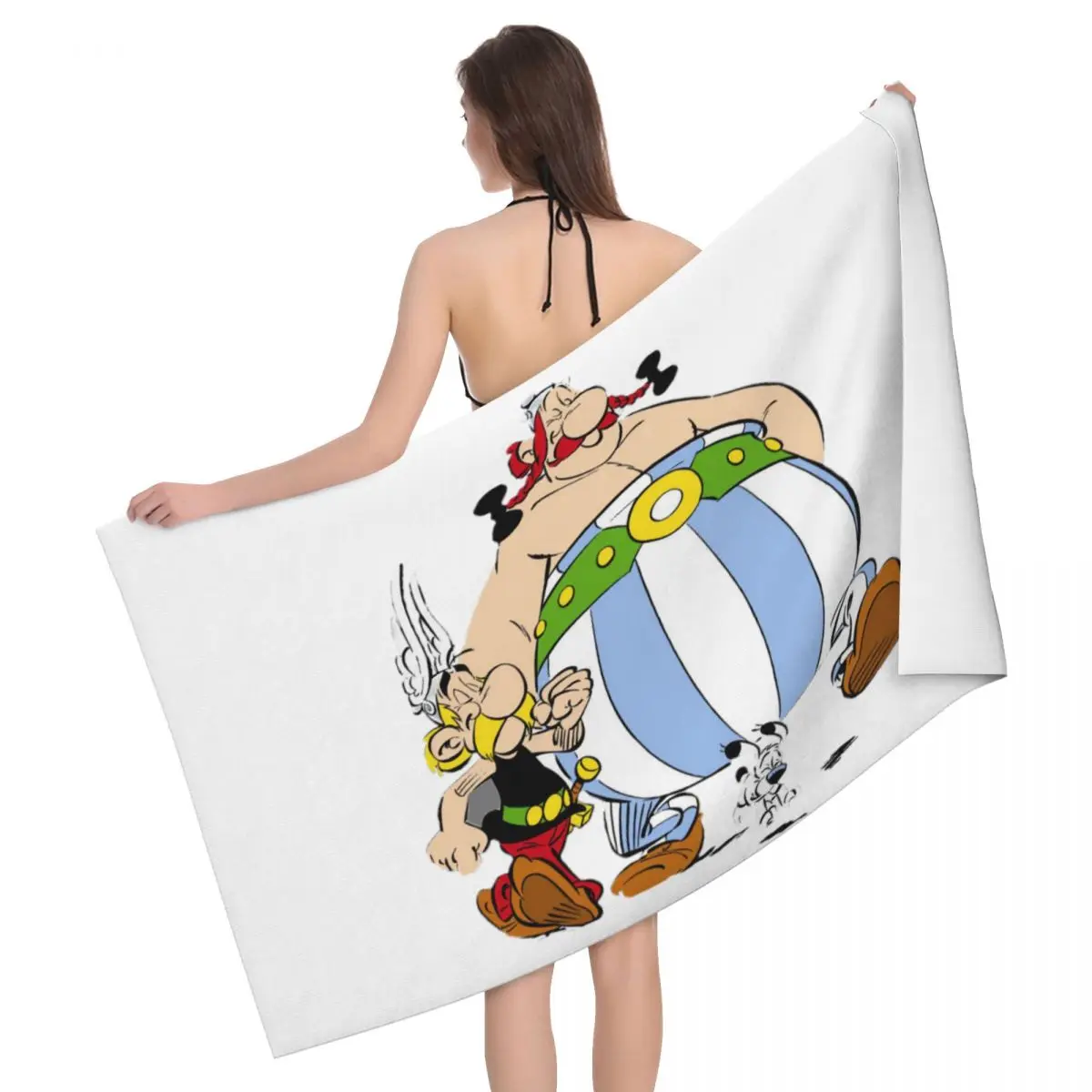 Personalized Asterix And Obelix Quick Dry Microfiber Beach Bath Towel Super Soft The Gaul Dogmatix Pool Bathroom Towels