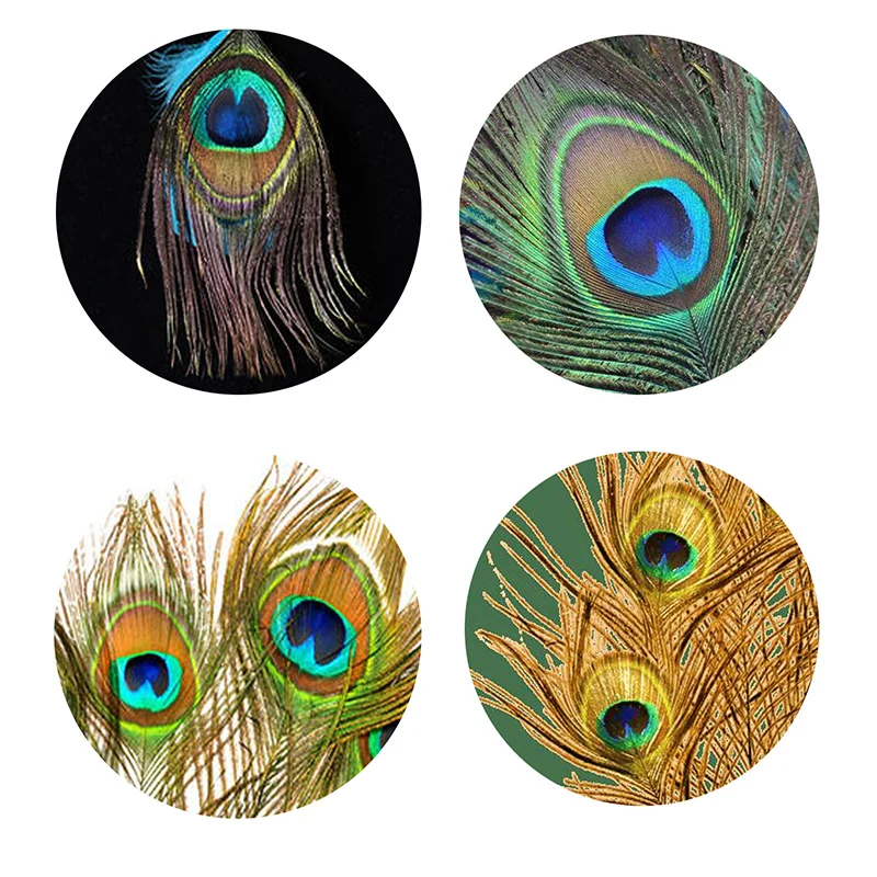 FLTMRH 2021 Popular Handmade Accessories Hot Sale  Handmade Photo Glass Cabochons Peacock feather