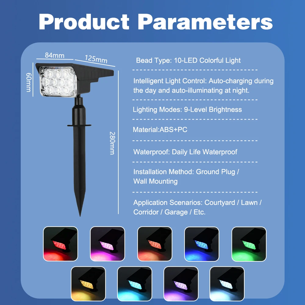 Outdoor Solar Lights Home Walkway Lawn  Lamp Waterproof  Solar Panel  2/10 LEDs Ground inserted Led Lamps For Garden Ornaments