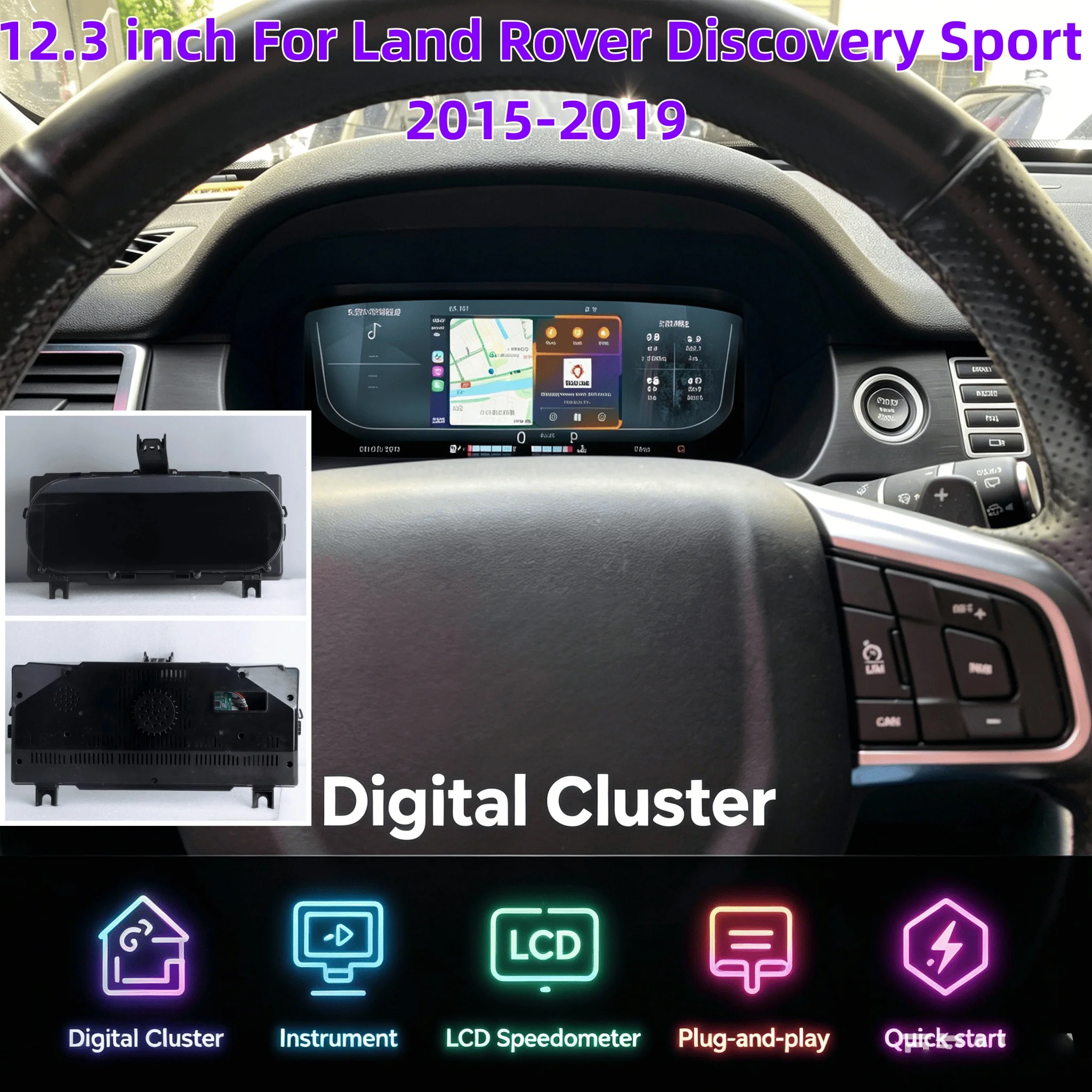 Digital Instrument Cluster For Land Rover Discovery Sport 2015-2019 Speedometer,Dashboard,Gauge,Dash Panel,Odometer 12.3 inch