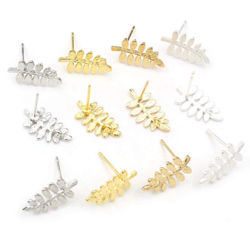 10pcs ( 5pair) 15x13mm Matte Silver Plated Gold Color Leaf Ear Hooks Earring Wires for Handmade Women Fashion Jewelry Earrings