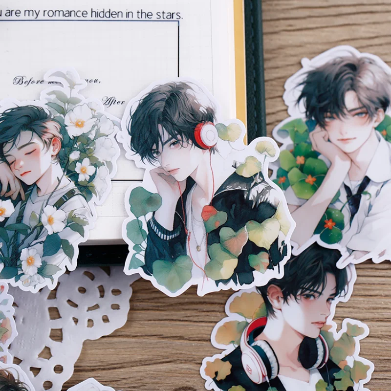 16pcs Floral Youth Cartoon Waterproof Decorative Boy Stickers for Planner Journal Notebook Ins diy  waterproof