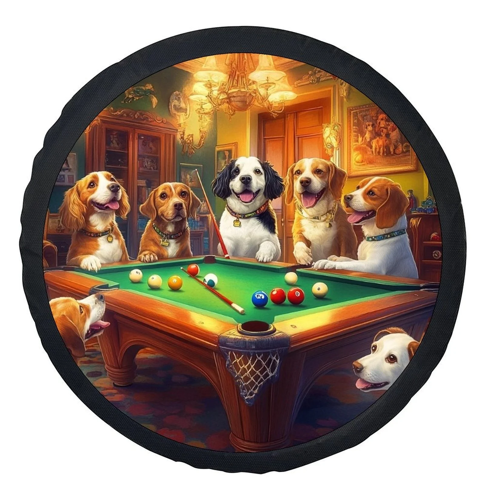 1 szt. Pokrowiec na koło w kształcie opony z motywem imprezy w basenie dla psa - Modny, uniwersalny pokrowiec ochronny na koła do większości samochodów, wytrzymały poliester