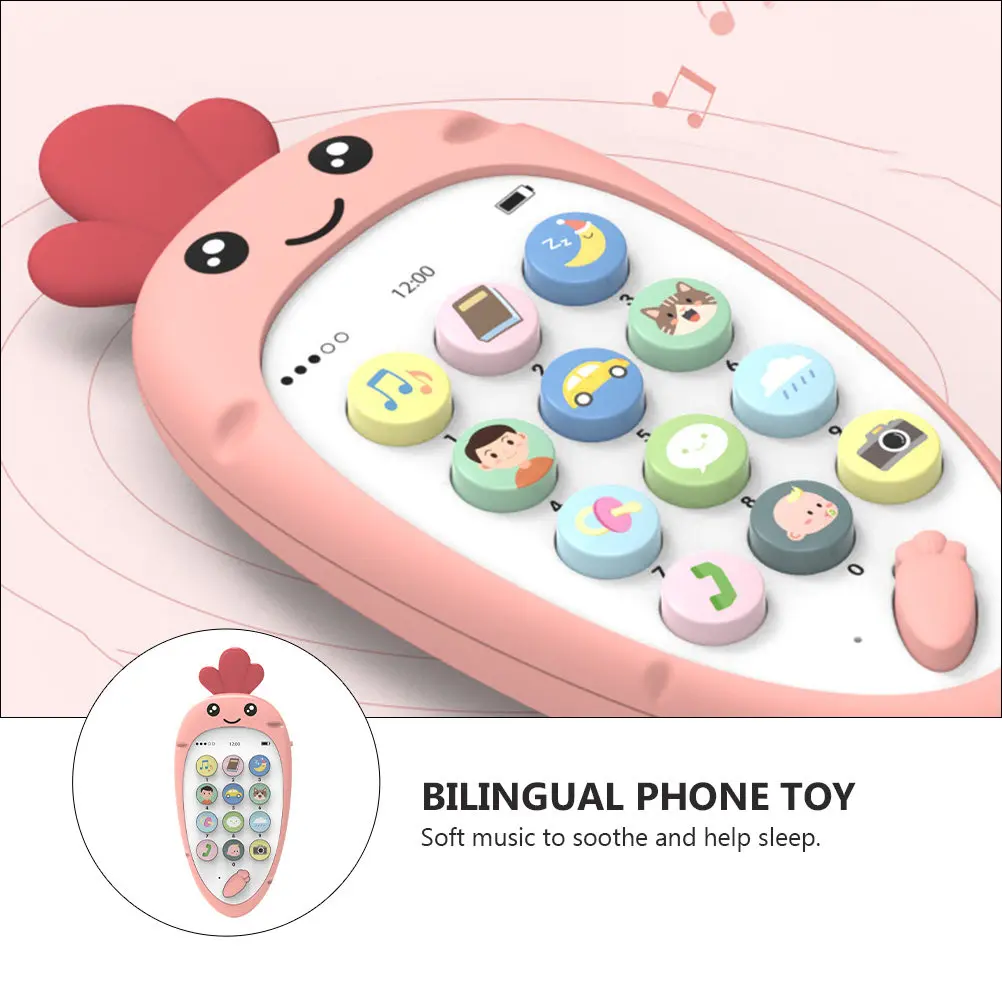 

1Set Early Education Phone Bilingual Smart Interactive Learning Caller Kids Educational Phone Soft Music USB Rechargeable