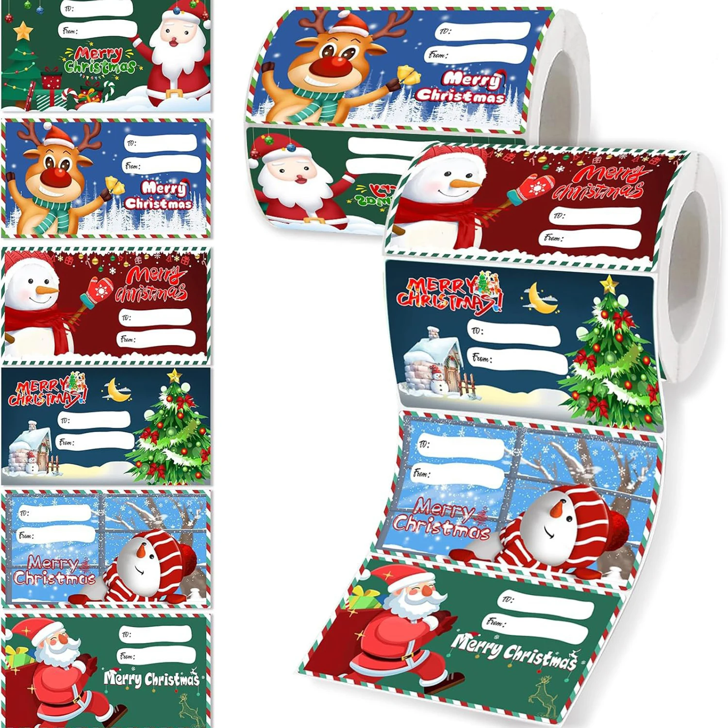 50-300pcs Colorful Christmas Lantern Stickers Party Christmas Gift Wrapping Label Scrapbook Stationery Stickers