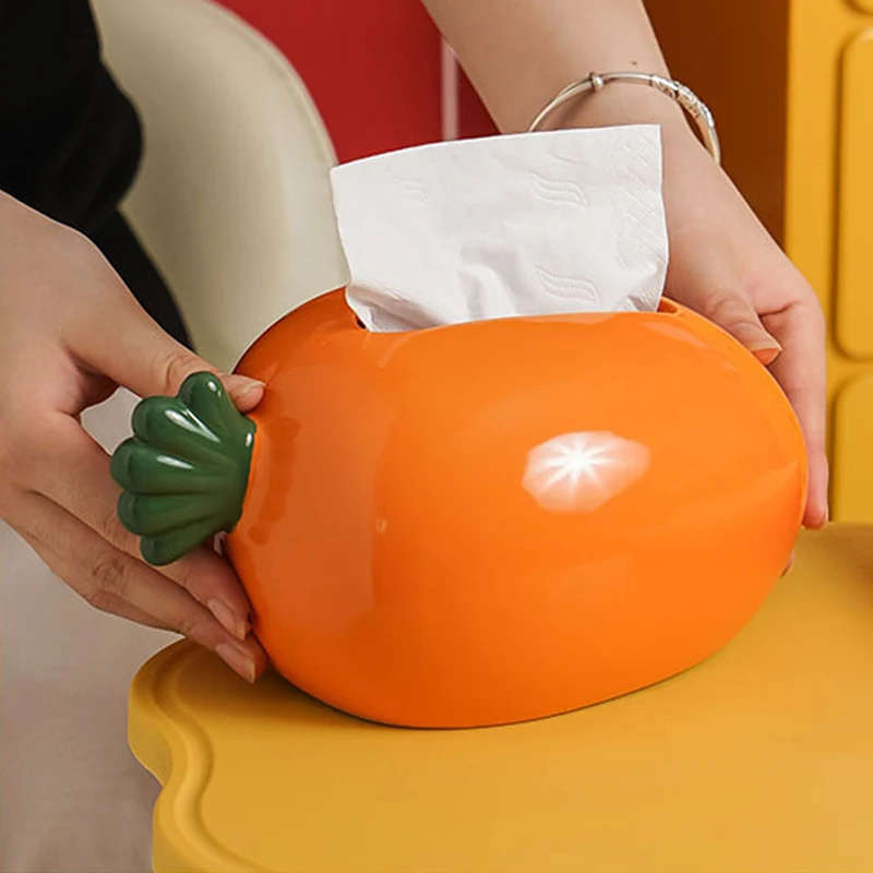 

Ceramic Cute Carrot Shape Tissue Box, Creative Light Luxury Simple Napkin Box, Home Living Room Bedroom Desktop Hotel Decor, 1Pc