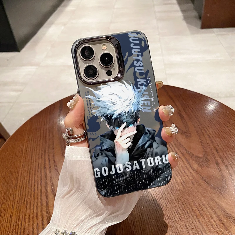 Jujutsu Kaisen Satoru Gojo Cool Anime Stuff Electroplated Case For iPhone 15 14 Plus 15 14 13 12 11 Pro X Xs Max 7 8 Plus Cover