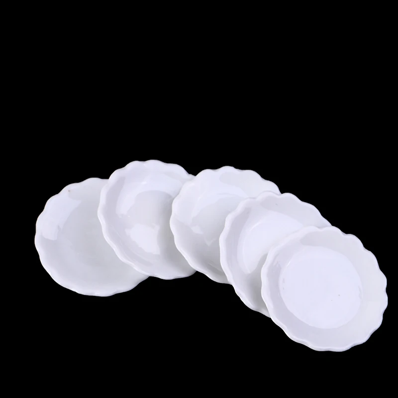 Set di piatti da dessert in ceramica in miniatura 1:12 Stoviglie per casa delle bambole con bordo da 2 pezzi per mini esposizione di alimenti, piatti in ceramica dipinti a mano