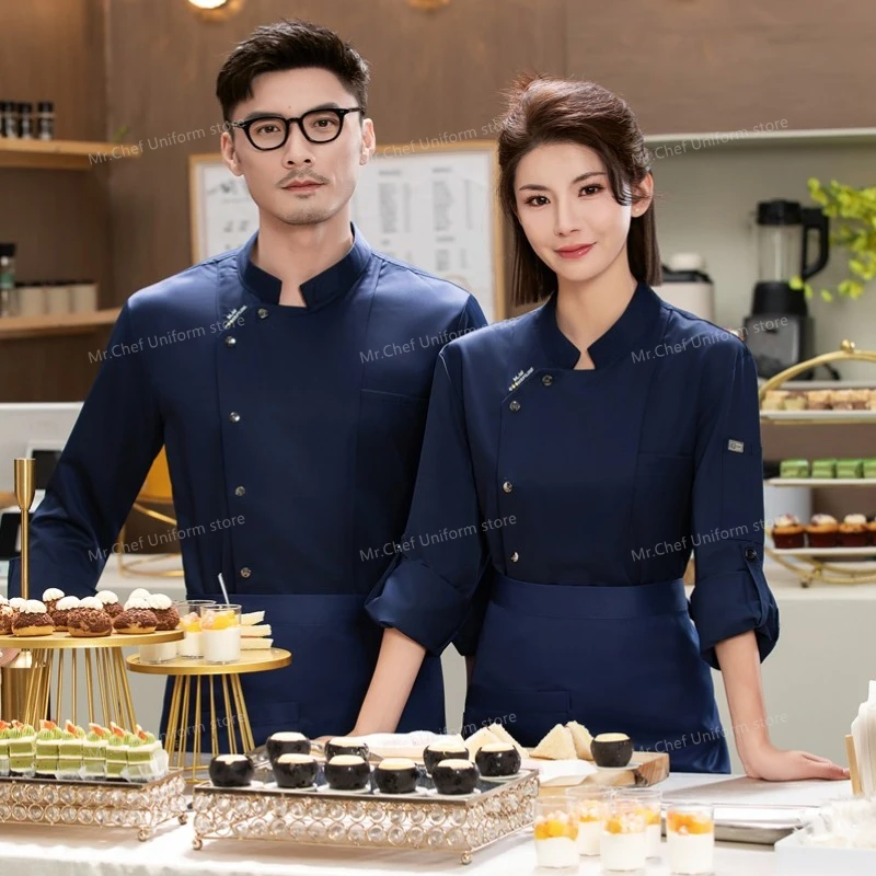 Kurtka kucharska hotelowa, fartuch, odzież, restauracja, biała, długi rękaw, uniform kucharski, koszulka kucharska, uniform roboczy piekarza, kelner, damski, logo