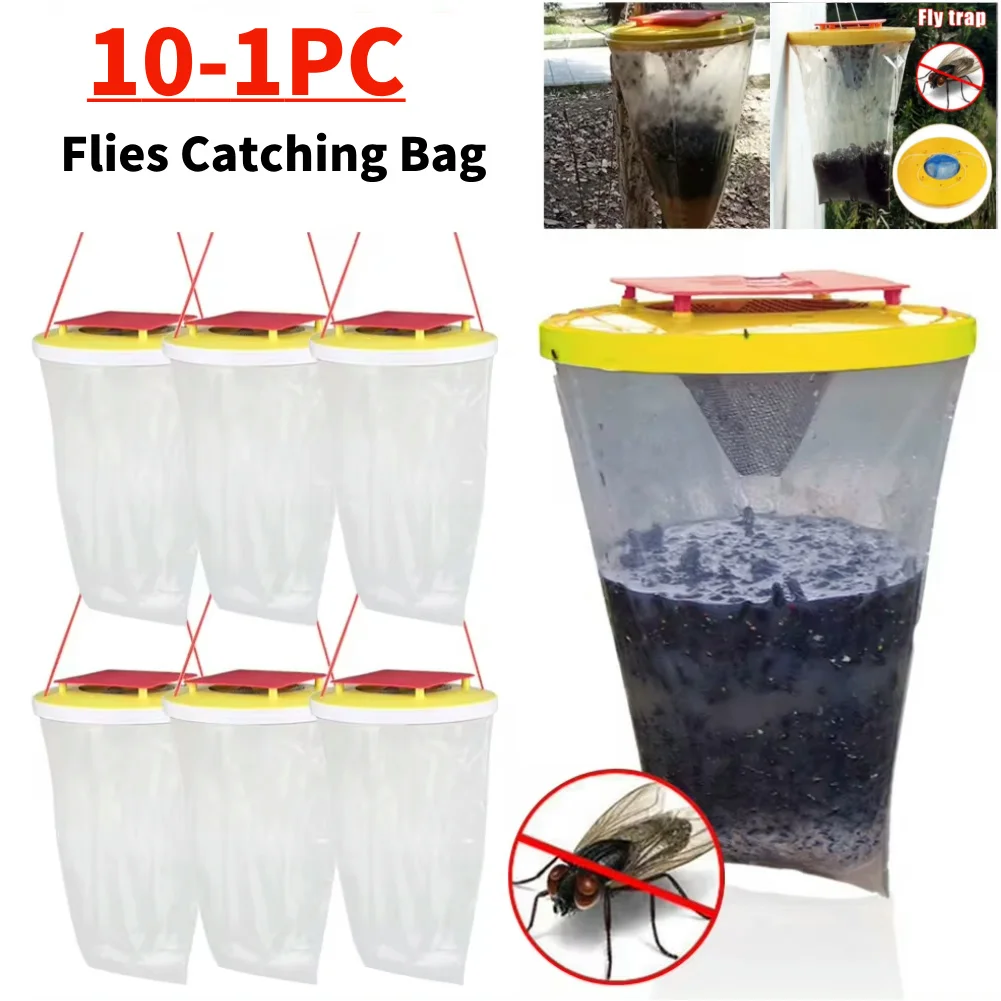 Disposable Mosquito Trap Catcher Flies Catching Bag Hanging Flies Catcher with Bait for Parks/Canteens/Restaurants/Farms Outdoor