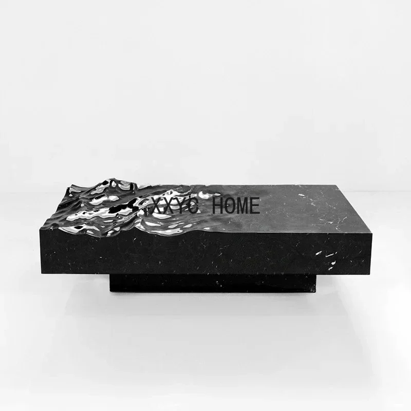 

Итальянский светлый роскошный чайный столик для гостиной, дизайнерский круглый журнальный столик из закаленного стекла с волнами, комбинация