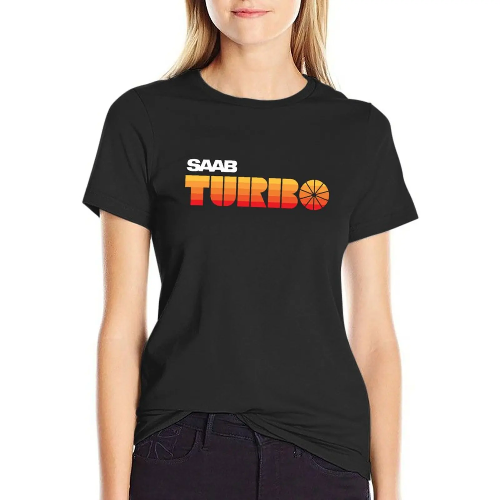 SAAB Turbo retro look badge stripes T-Shirt summer clothes customizeds Woman clothing