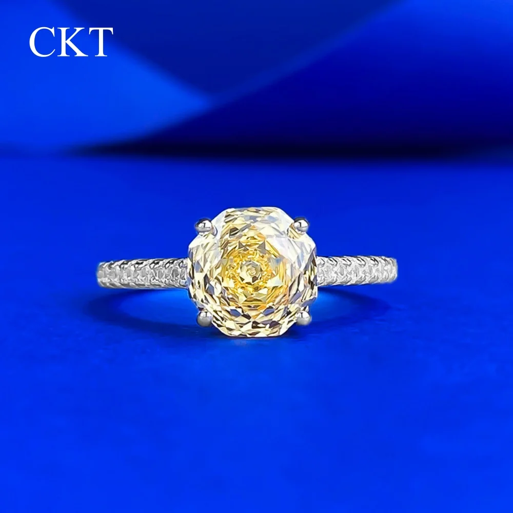 

CKT 5 цветов стерлингового серебра 925 пробы сверкающий цветок огранки 8 мм лабораторный сапфир бриллиант свадебные обручальные кольца с муассанитом ювелирные изделия