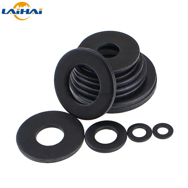 2/50pcs M3 M4 M5 M6 M8 M10 M12 M14 M16 Black Grade 8.8 Steel Large Size Oversize Big Wider Flat Washer Plain Gasket High Quality