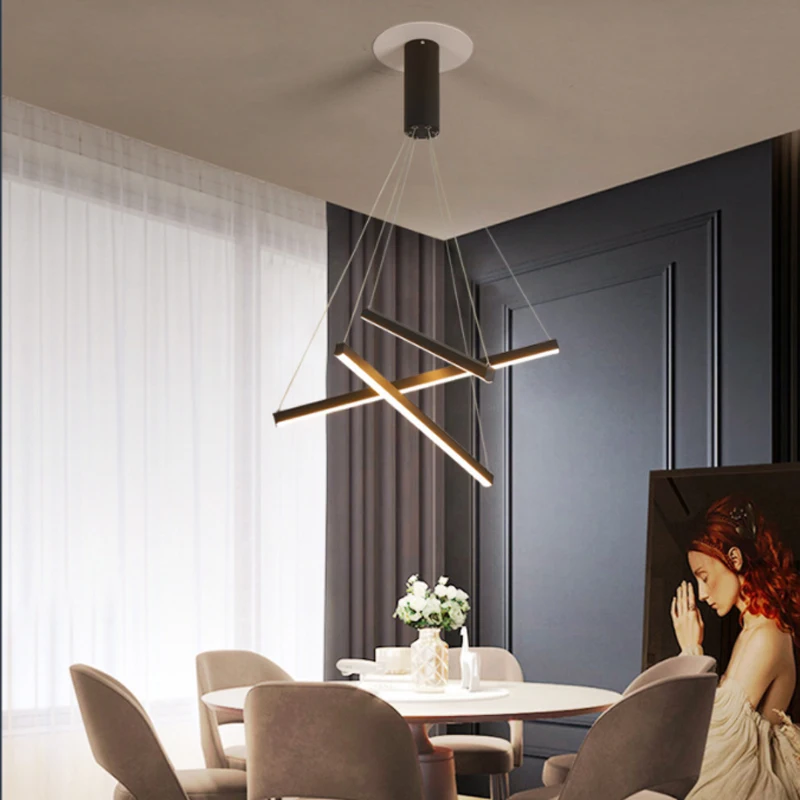 Rectangular Chandelier Creative Personality White Black Lamp For Duplex Building Highrise Hotel Hall Revolving Stair Light