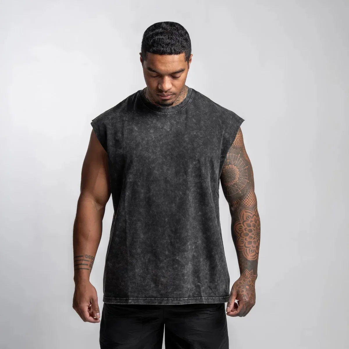 GYM Reapers Bedrucktes Vintage Washed Sport-Tanktop aus Baumwolle Ärmelloses Herren-T-Shirt Hip-Hop Bodybuilding Fitness Tanktop US-Größe – Detail 6