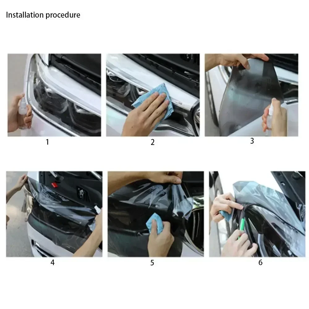 Car Headlight Lamp Film PVC Fog Lamp Sticker Car Headlight Tailing Moulding Foil Self-Adhesive Decal Car Accessories 60*30cm