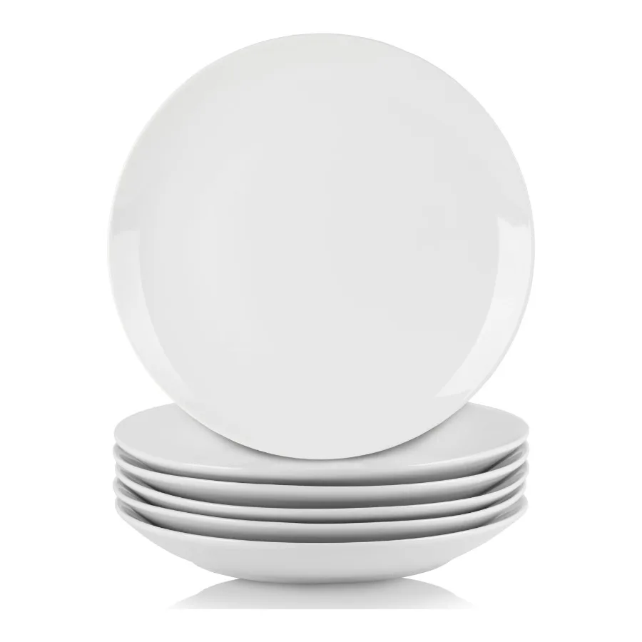 Simply White 7.5" Coupe Ceramic Salad Plate Set of 6