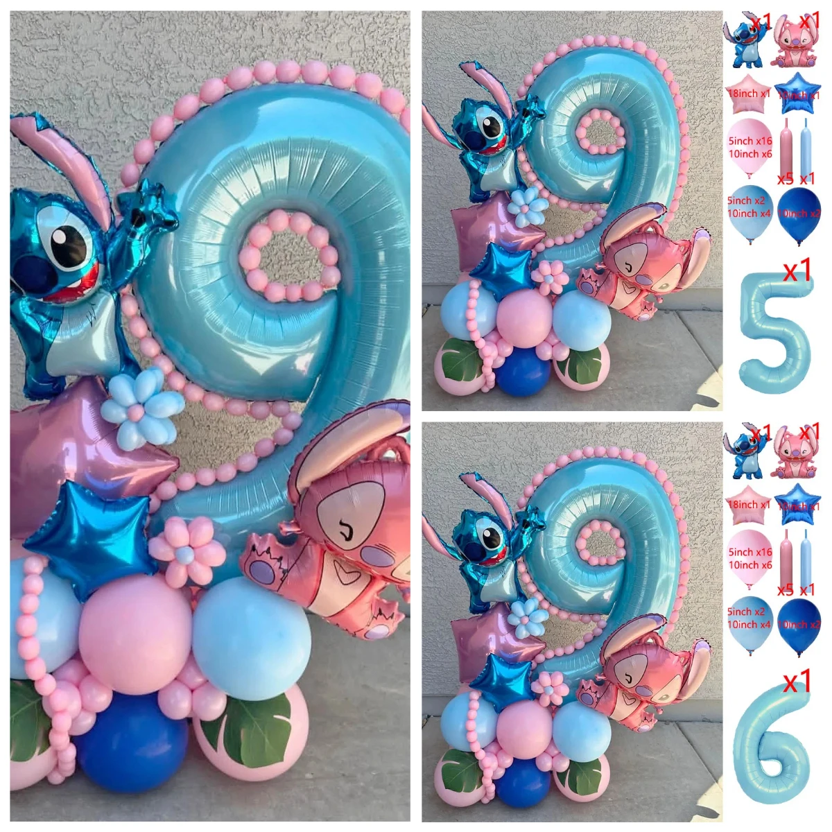 41 Uds. Globos de fiesta Lilo & Stitch, juego de globos de película de aluminio, decoraciones para fiesta de cumpleaños y Baby Shower, regalos de juguetes para niños