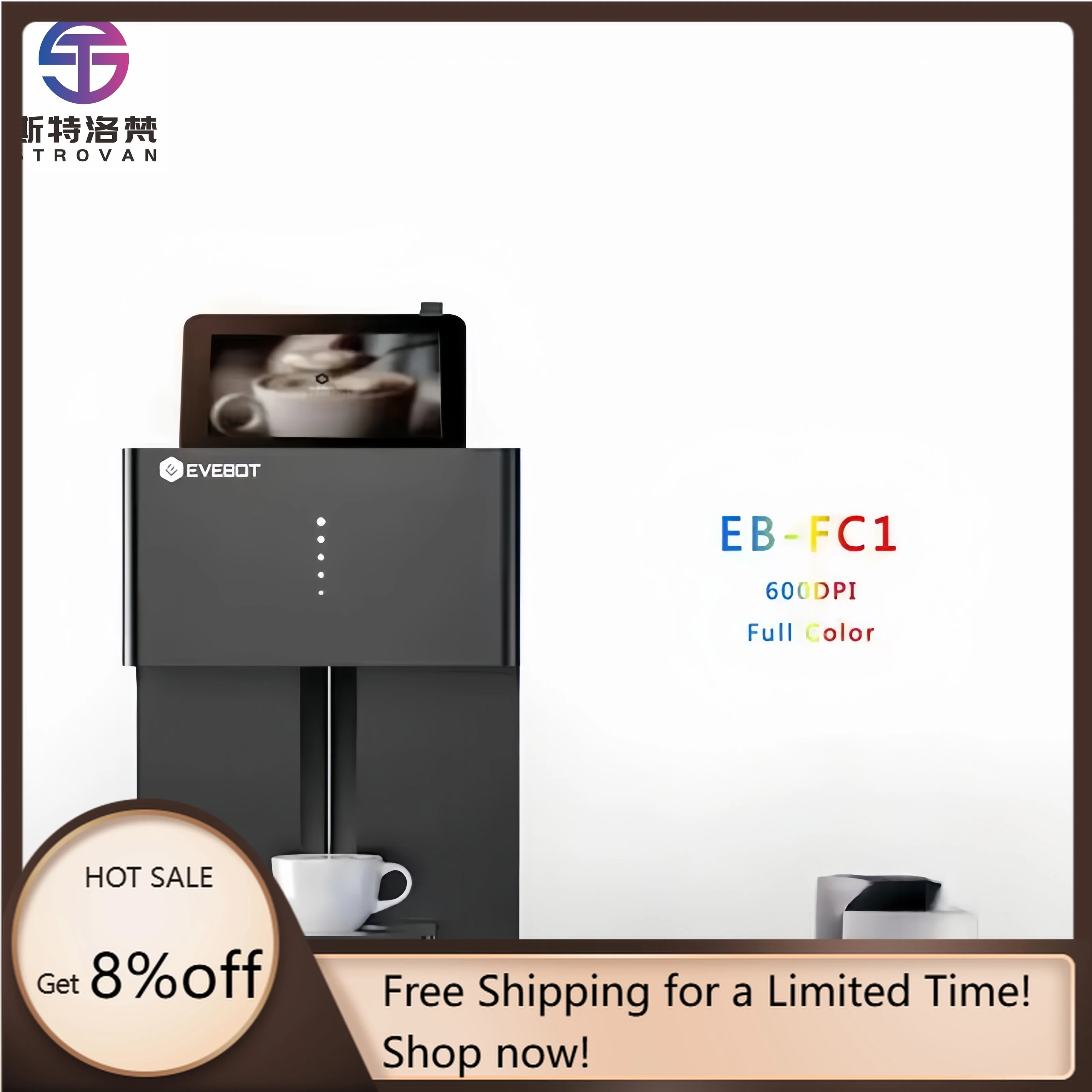 STLF JW EVEBOT ماكينة القهوة الأوتوماتيكية لون صورة شخصية القهوة لاتيه الفن طابعة نافثة للحبر الصالحة للأكل الحبر فندق مقهى التجاري ريس